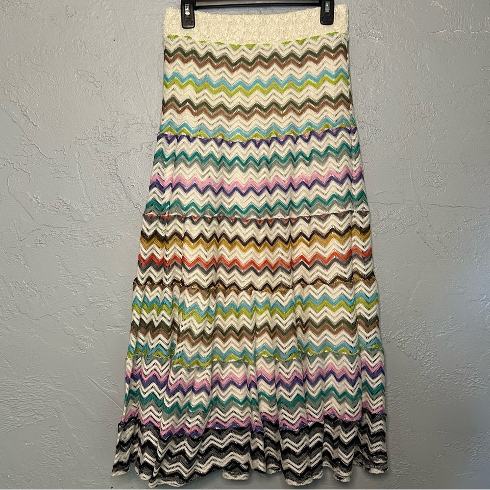 Lapis Multicolor Chevron Knit Maxi Skirt